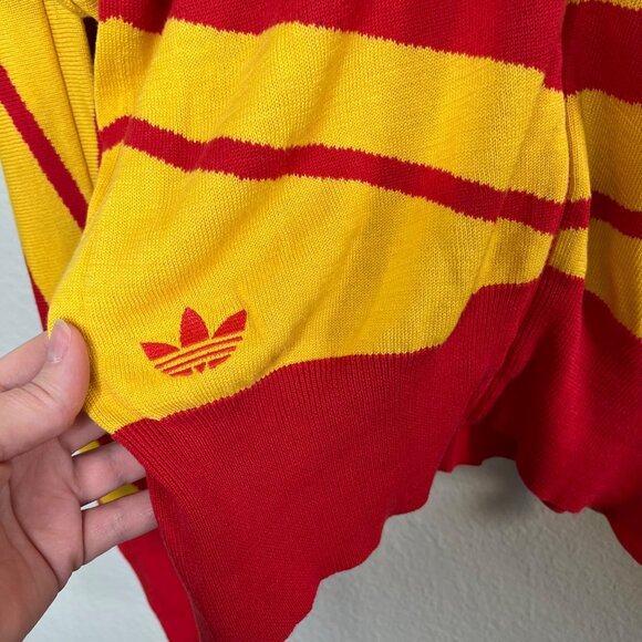 Carlo Gruber Adidas Womens Red Yellow Striped Full-Zip Knit Sweater Large - Picture 7 of 13
